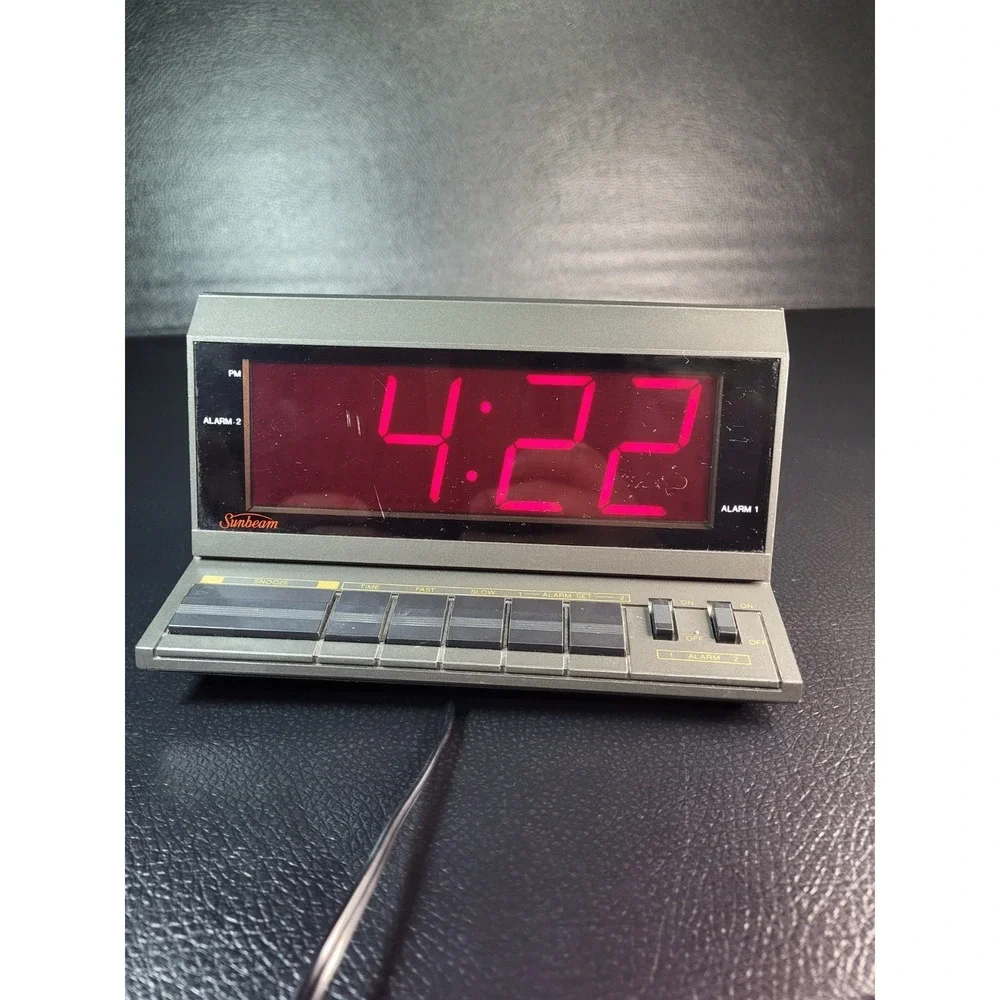 Vintage Sunbeam Digital LED Dual Alarm Clock with Snooze - Manual 887-36 Tested